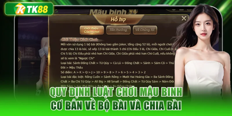 Quy định luật chơi mậu binh cơ bản về bộ bài và chia bài